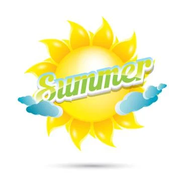 Vector summer label. summer icon with sun Illustrazione stock