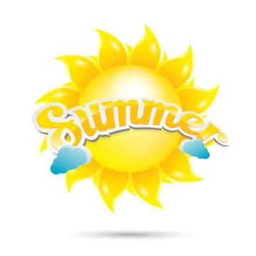 Vector summer label. summer icon with sun Illustrazione stock