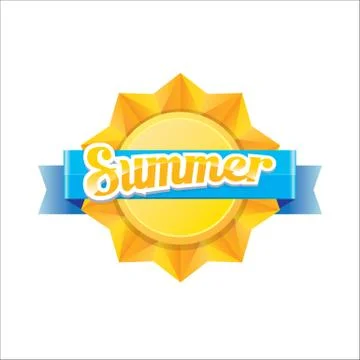 Vector summer label. summer icon with sun. Illustrazione stock