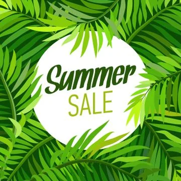 Vector summer party poster with palm leaf Stock Illustration