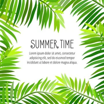 Vector summer party poster with palm leaf Stock Illustration