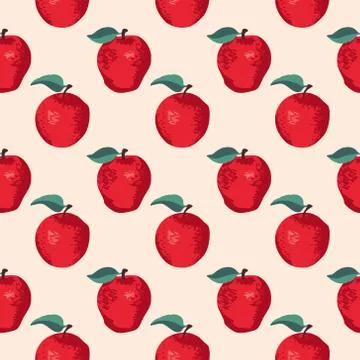 Vector summer pattern with apples. Seamless texture design. Stock Illustration