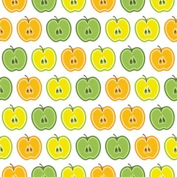 Vector summer pattern with apples. Seamless texture design. Stock Illustration