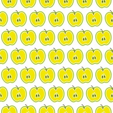 Vector summer pattern with apples. Seamless texture design. Stock Illustration