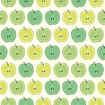 Vector summer pattern with apples. Seamless texture design. Stock Illustration