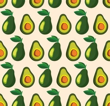 Vector summer pattern with avocadoes. Seamless texture design. Stock Illustration