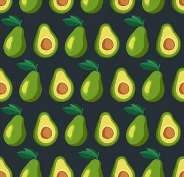 Vector summer pattern with avocadoes. Seamless texture design. Stock Illustration