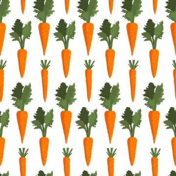 Vector summer pattern with carrots, flowers and leaves. Illustrazione stock
