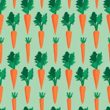 Vector summer pattern with carrots, flowers and leaves. Stock Illustration