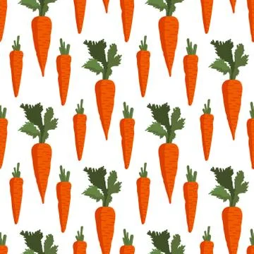 Vector summer pattern with carrots, flowers and leaves. Stock Illustration
