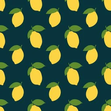 Vector summer pattern with lemons and leaves. Seamless texture design. Stock Illustration