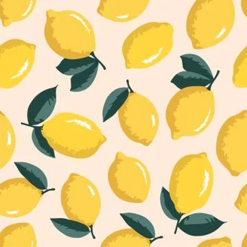 Vector summer pattern with lemons. Seamless texture design. 스톡 일러스트