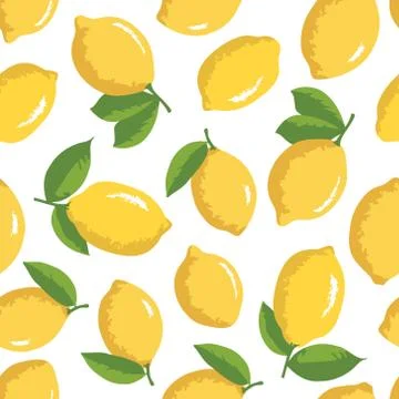 Vector summer pattern with lemons. Seamless texture design. Stock Illustration