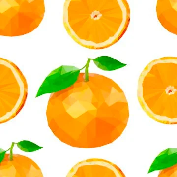 Vector summer pattern with oranges, flowers and leaves. Seamless pattern Stock Illustration