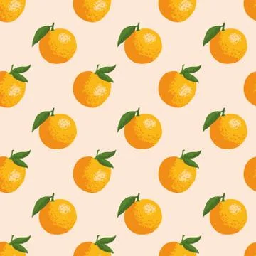 Vector summer pattern with oranges. Seamless texture design. Stock Illustration