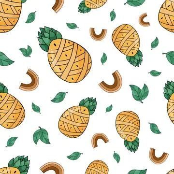 Vector summer pattern with pineapple and rainbow Stock Illustration