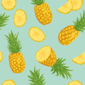 Vector summer pattern with pineapples. Seamless texture design. 스톡 일러스트