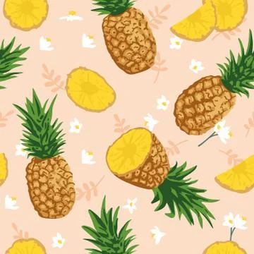Vector summer pattern with pineapples. Seamless texture design. Illustrazione stock