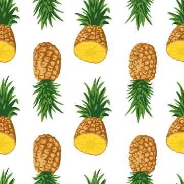 Vector summer pattern with pineapples. Seamless texture design. Stock Illustration