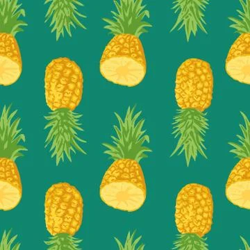 Vector summer pattern with pineapples. Seamless texture design. Stock Illustration
