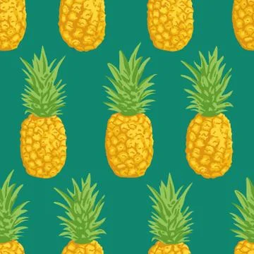 Vector summer pattern with pineapples. Seamless texture design. Stock Illustration