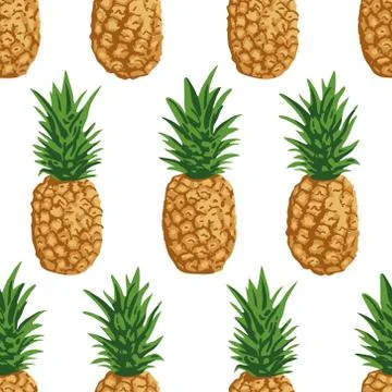 Vector summer pattern with pineapples. Seamless texture design. Stock Illustration