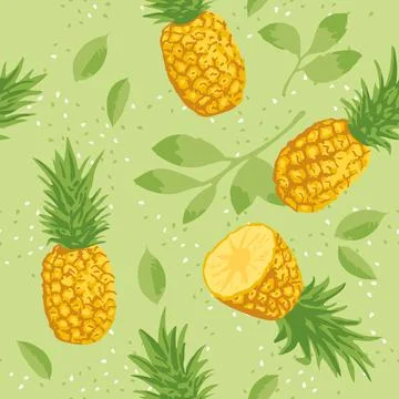 Vector summer pattern with pineapples. Seamless texture design. Stock Illustration