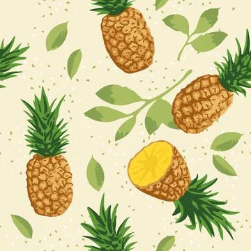Vector summer pattern with pineapples. Seamless texture design. Stock Illustration
