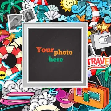 Vector summer photo frame Stock Illustration