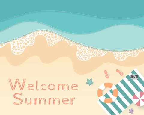 Vector of Summer poster, banner summer travel. Stock Illustration