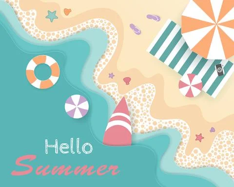 Vector of Summer poster, banner summer travel. Stock Illustration