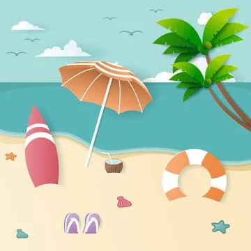 Vector of Summer poster, banner summer travel. Stock Illustration