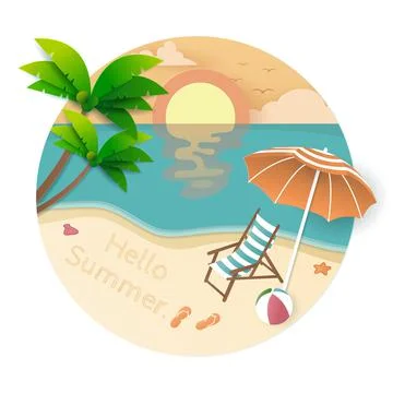 Vector of Summer poster, banner summer travel. Stock Illustration