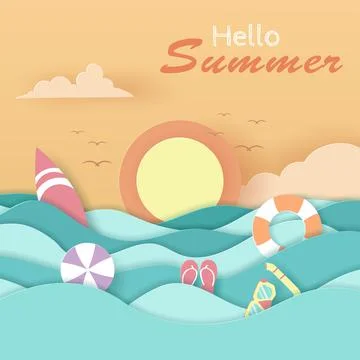 Vector of Summer poster, banner summer travel. Stock Illustration
