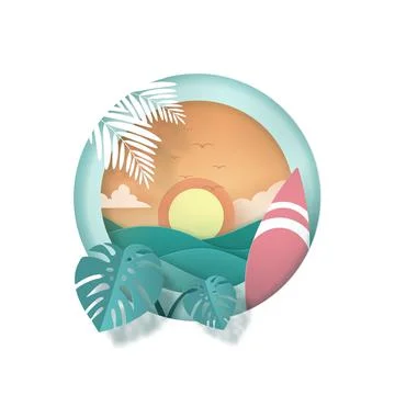 Vector of Summer poster, banner summer travel. Stock Illustration