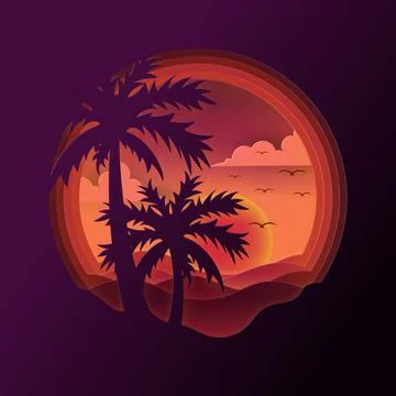 Vector of Summer poster, banner summer travel. Stock Illustration