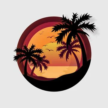 Vector of Summer poster, banner summer travel. Stock Illustration