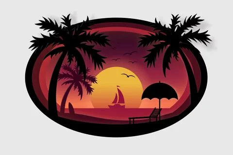 Vector of Summer poster, banner summer travel. Stock Illustration