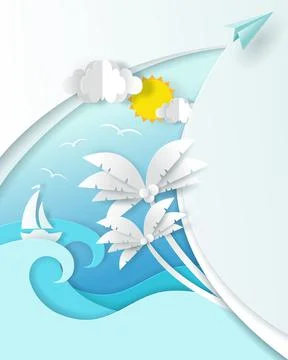 Vector of Summer poster, banner summer travel. Stock Illustration
