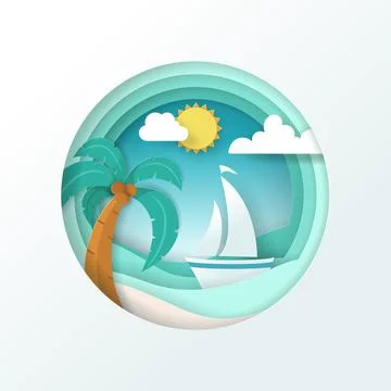 Vector of Summer poster, banner summer travel. Stock Illustration