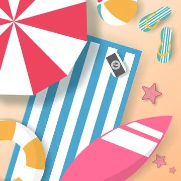Vector of Summer poster, banner summer travel. Stock Illustration