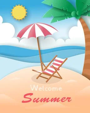 Vector of Summer poster, banner summer travel. Stock Illustration