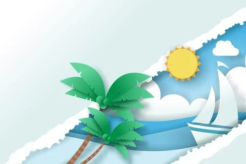 Vector of Summer poster, banner summer travel. Stock Illustration