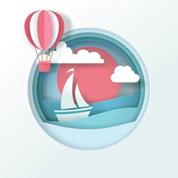 Vector of Summer poster, banner summer travel. Stock Illustration