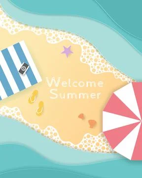 Vector of Summer poster, banner summer travel. Stock Illustration