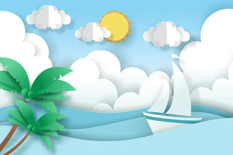 Vector of Summer poster, banner summer travel. Stock Illustration