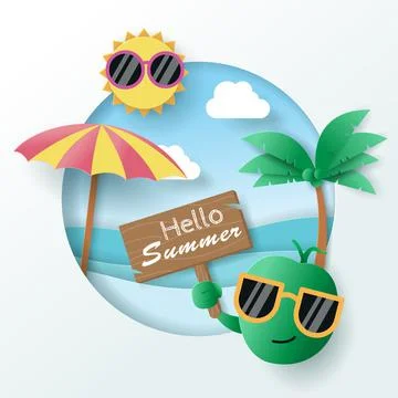 Vector of Summer poster, banner summer travel. Stock Illustration