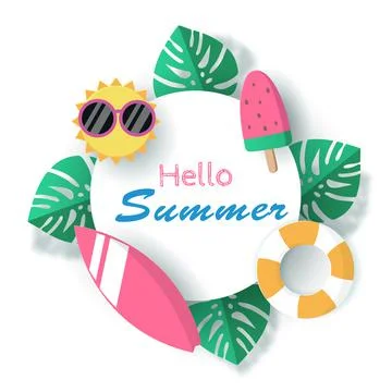 Vector of Summer poster, banner summer travel. Stock Illustration