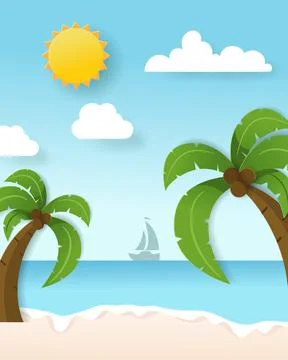 Vector of Summer poster, banner summer travel. Stock Illustration