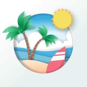 Vector of Summer poster, banner summer travel. Stock Illustration